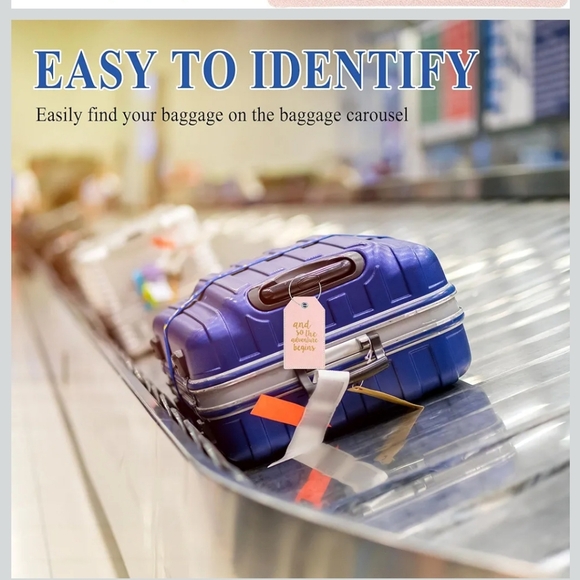 Leather Baggage Tags with Name ID Label Travel Essentials, Fun Pink 2- Pack - Picture 2 of 11